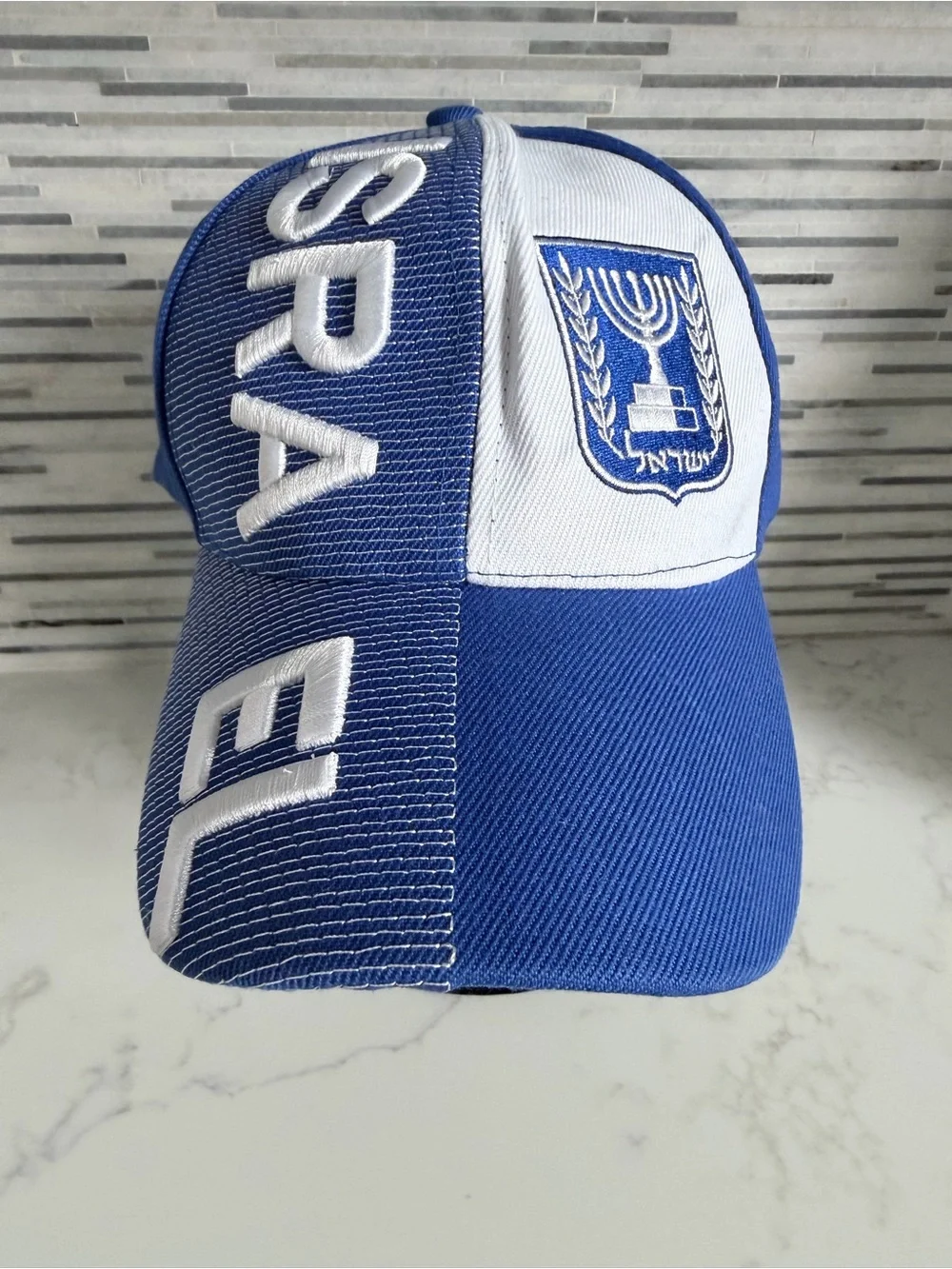 Vintage Unisex Adjustable Blue and White Baseball Cap - Israel Crest